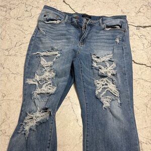 Judy Blue Ripped Light Blue Boyfriend Jeans
